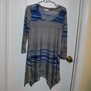 Allison Taylor Mini Dress Shark Bite Hem Long Sleeve